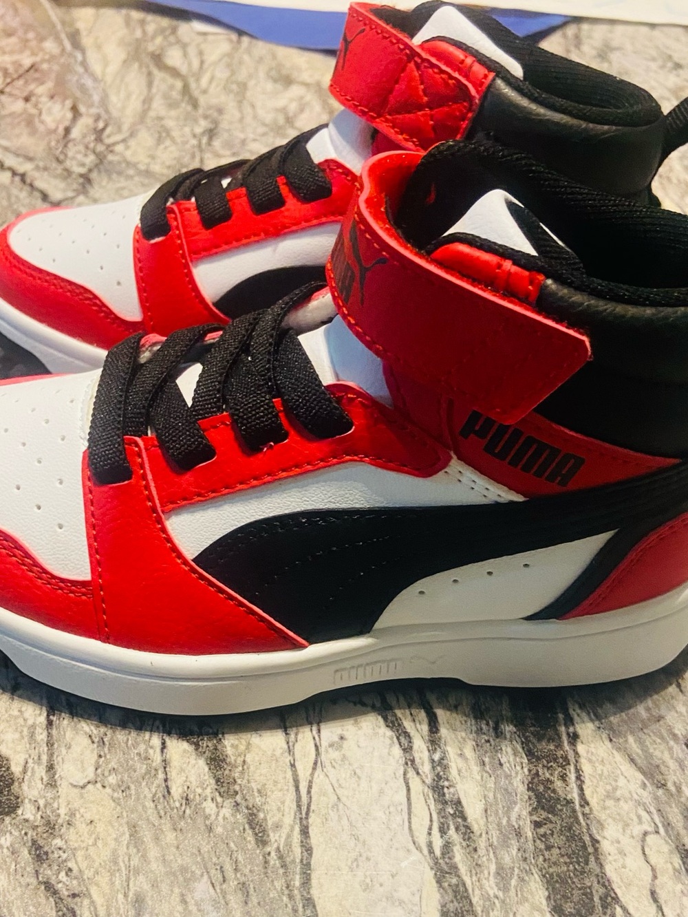 Puma Kids High-Top Sneakers - Red Black White